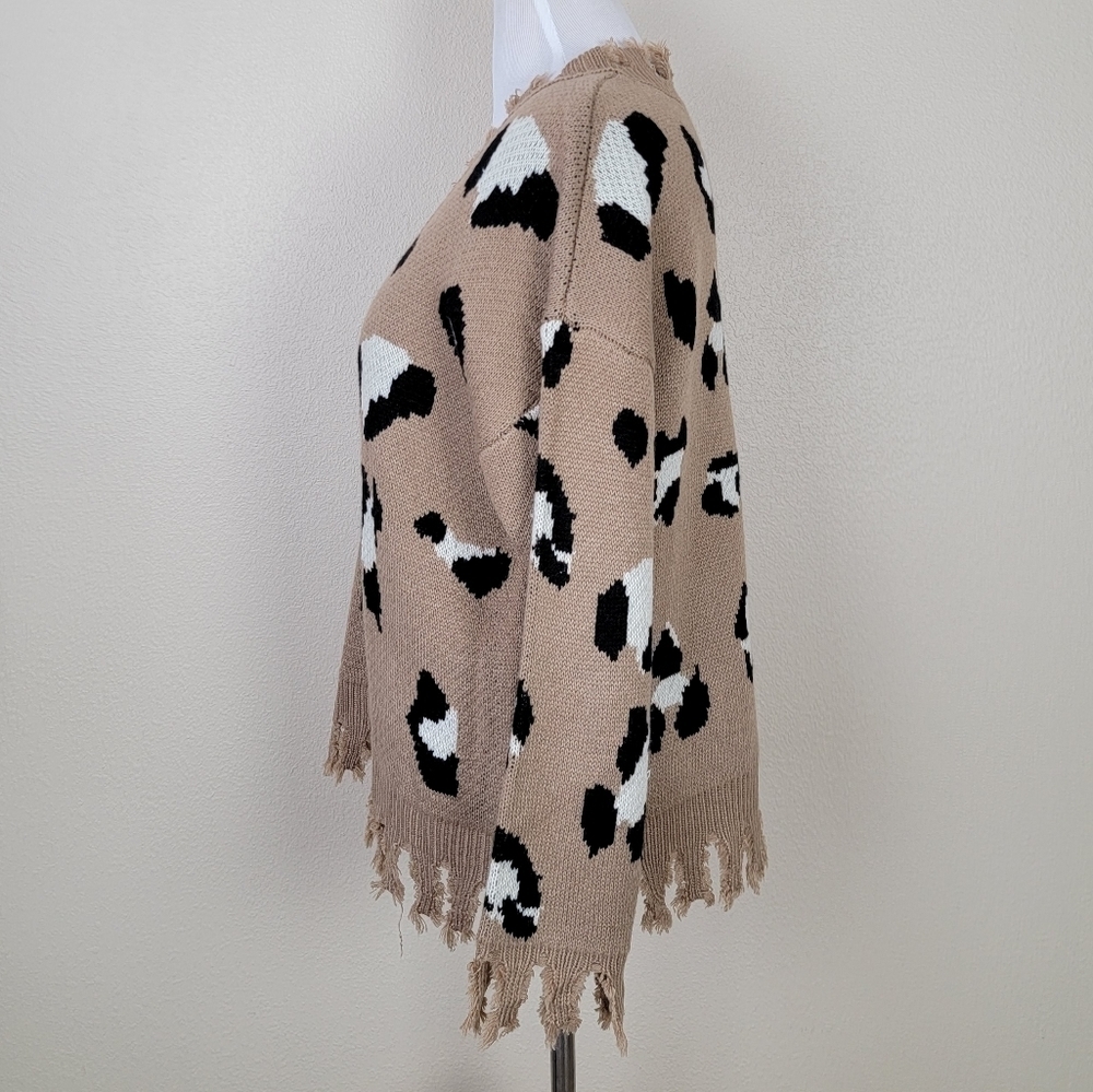 Entro Distressed Leopard Oversized Sweater S - Picture 3 of 7